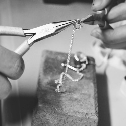 Adding the finishing touches to some solid silver handmade, bespoke jewellery from www.lrsilverjewellery.co.uk
