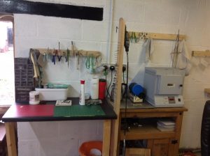 The polishing and finishing area in my fully equipped workshop in the Staffordshire countryside. www.lrsilverjewellery.co.uk