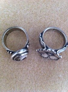 basic rings made from silver clay on the course at www.lrsilbverjewellery.co.uk