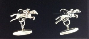 solid silver jumping horse and rider cufflinks, perfect mens gift by www.lrsilverjewellery.co.uk
