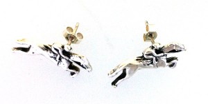 solid silver jumping horse and rider earrings on sterling silver stud posts by www.lrsilverjewellery.co.uk