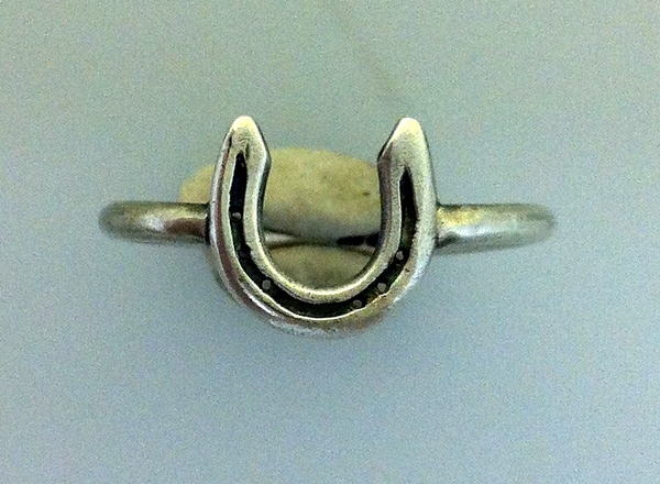 solid silver horseshoe ring on sterling silver ring band, handmade at www.lrsilverjewellery.co.uk